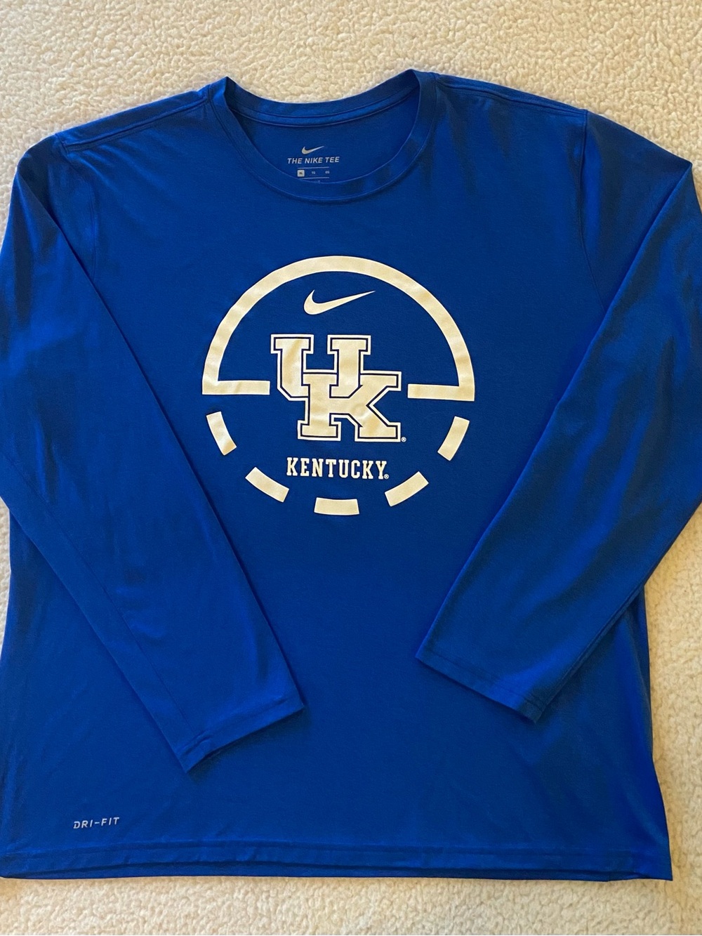 NIKE Kentucky Wildcats Men’s XL Shirt Long Sleeve DriFit NCAA Basketball Blue